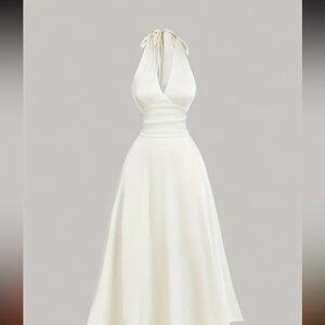 Elegant Cream Halter Dress